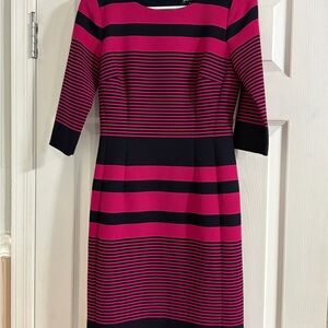 Chic Striped Long Sleeve Dress in Pink and Black